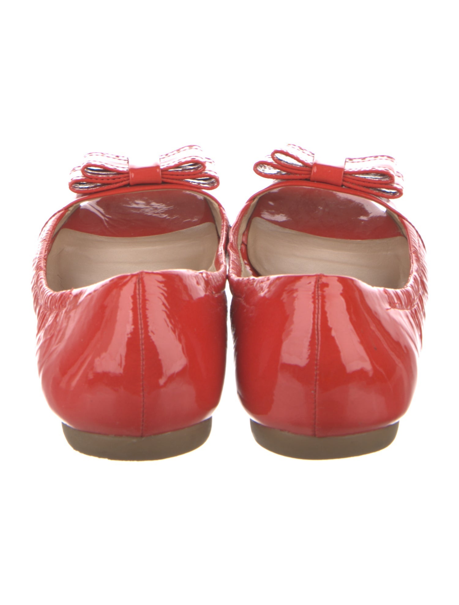 Kate Spade New York Patent Leather Bow Accents Ballet Flats